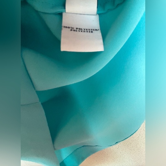 Diane Von Furstenberg Teal Aqua Blue Draped V-Neck Sleeveless Blouse S - Picture 7 of 8
